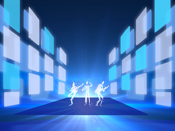 Sketch of a band performing in virtual space