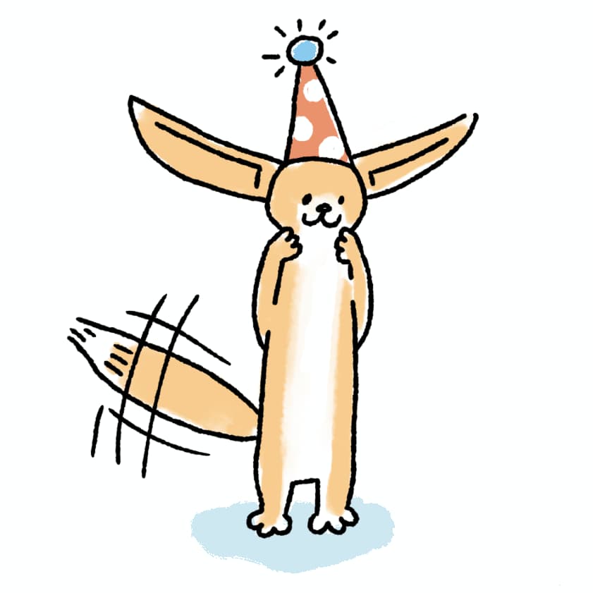 A cartoon image of a fennec fox with big ears