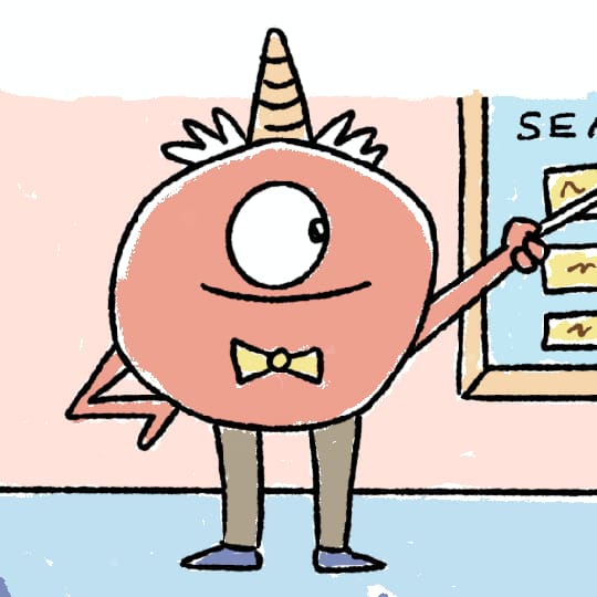 a cartoon image of a one eyed monster teacher